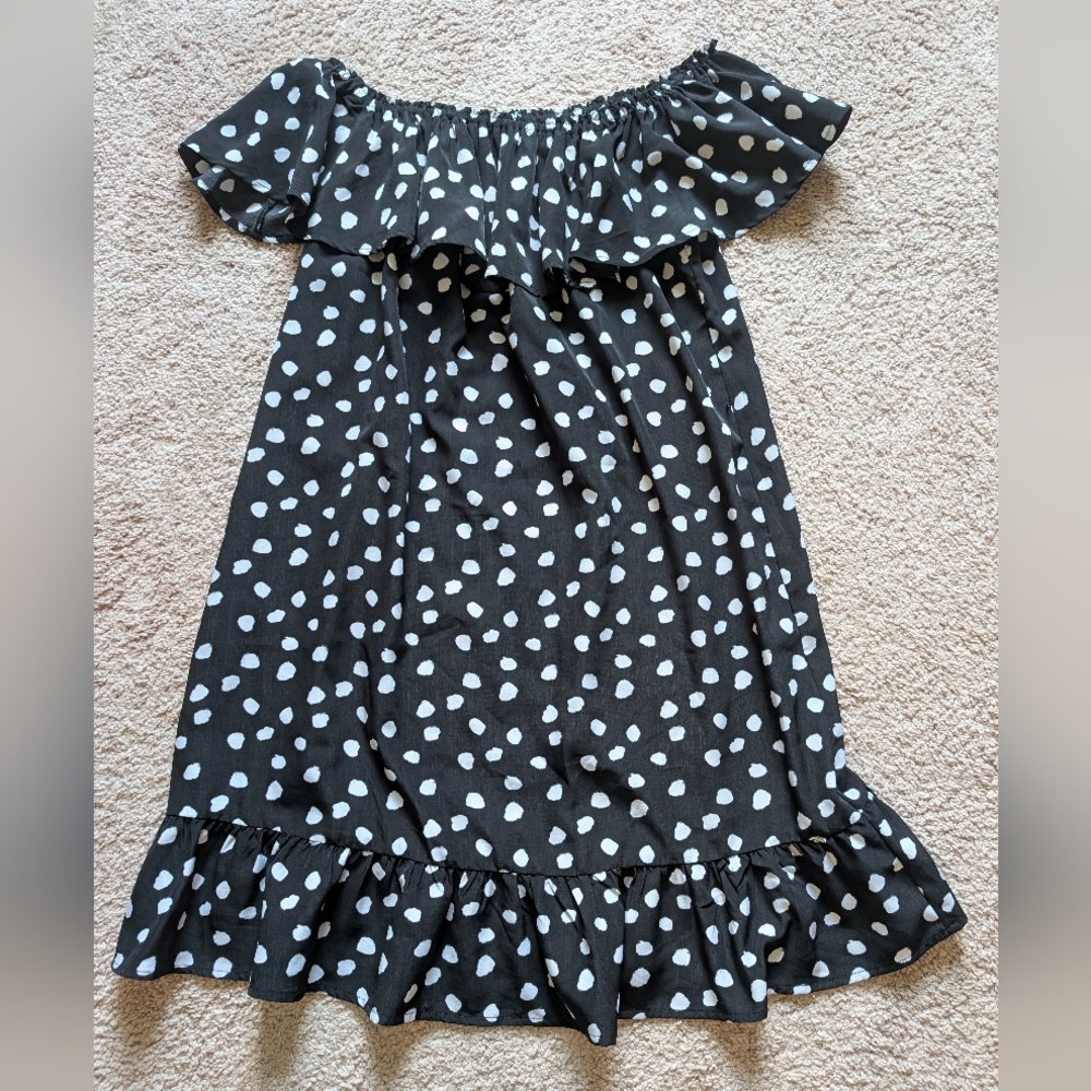 Merona Black and White Off-Shoulder Midi Dress